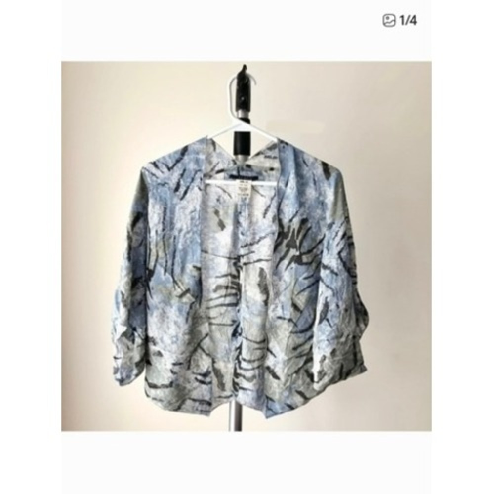 Animale Womens Blue Abstract Rayon Open Front Kimono Jacket Size M